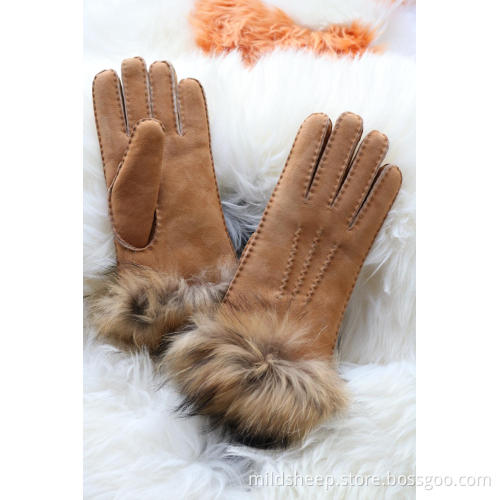 Merino sheepskin/lamb/shearling ladies'glove